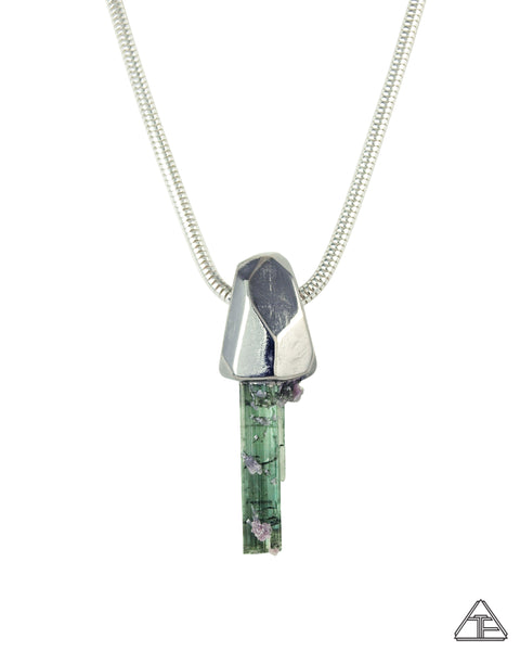 Cruzeiro Tourmaline with Lepidolite Palladium Crystal Talisman Pendant