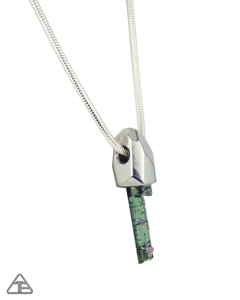 Cruzeiro Tourmaline with Lepidolite Palladium Crystal Talisman Pendant
