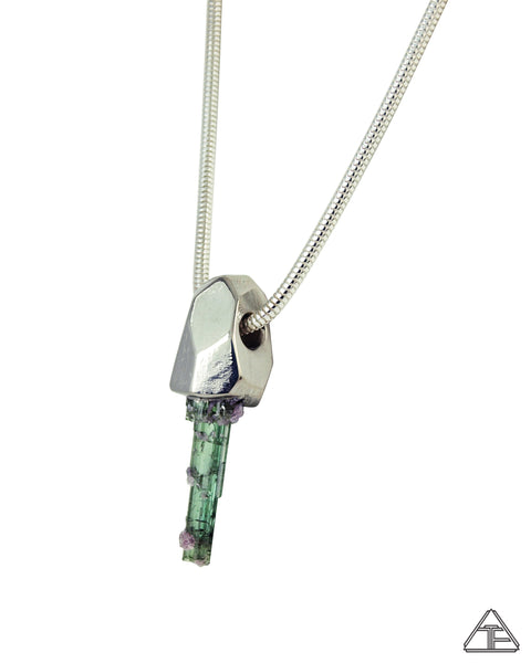 Cruzeiro Tourmaline with Lepidolite Palladium Crystal Talisman Pendant
