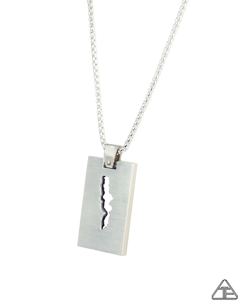 Crystal Dog Tag: Agate Geode Inlay Pendant