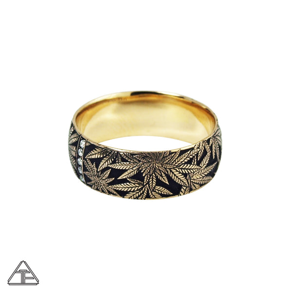 Married to the Game: Canna Class Yellow Gold Hand Engraved Band / Ring