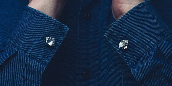 Prism Lattice: Sterling Silver Cufflinks Black Spinel