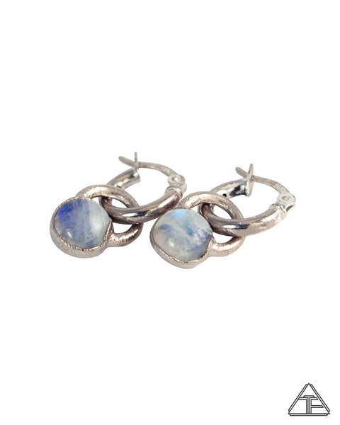Moonstone Palladium Crystal Talisman Earrings