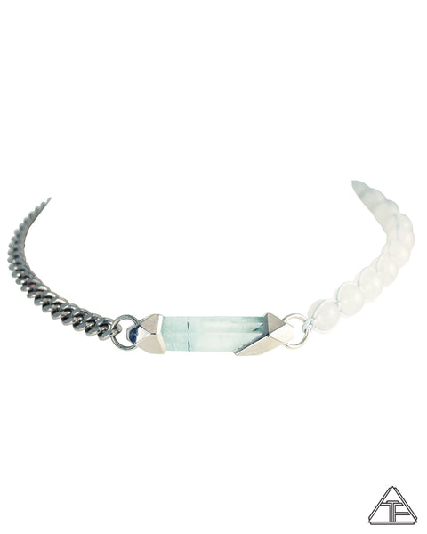 Aquamarine Palladium Crystal Talisman Choker