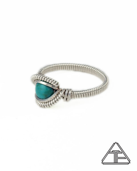 Size 6 - Turquoise and Sterling Silver Wire Wrapped Ring