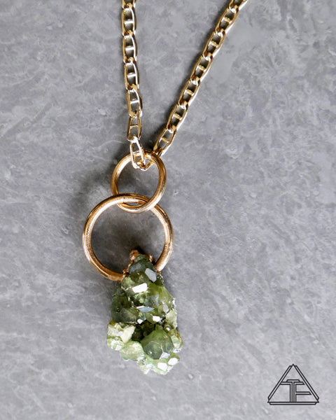 Demantoid Garnet Cluster Yellow Gold Crystal Talisman Pendant