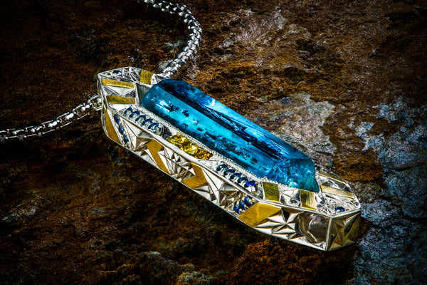"Delta Blue" Aquamarine + Sapphire Lux Pendant