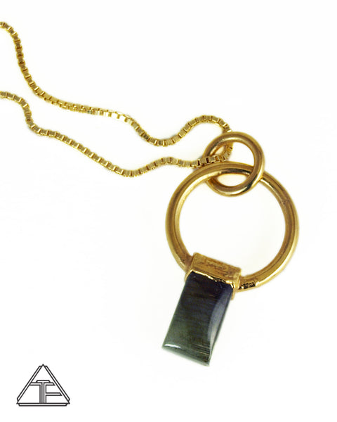 Labradorite Yellow Gold Crystal Talisman Pendant