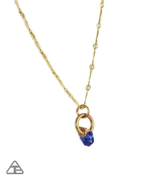 Tanzanite Yellow Gold Tiny Crystal Talisman Pendant