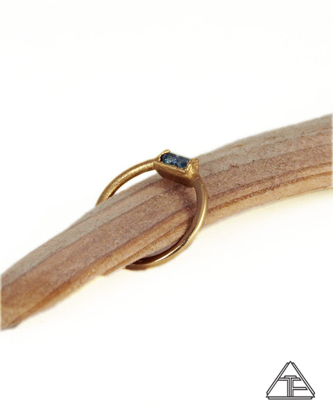 Size 4 - Blue Tourmaline Yellow Gold Crystal Talisman Ring