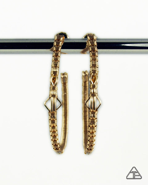 Citrine + Yellow Gold & Silver Wire Wrap Hoop Earrings