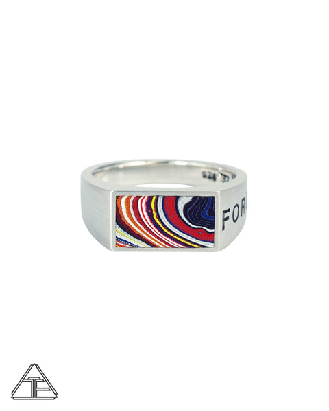 Lux Signet Ring: Engraved with Fordite Inlay