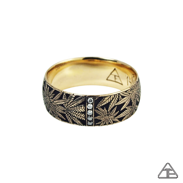 Married to the Game: Canna Class Yellow Gold Hand Engraved Band / Ring