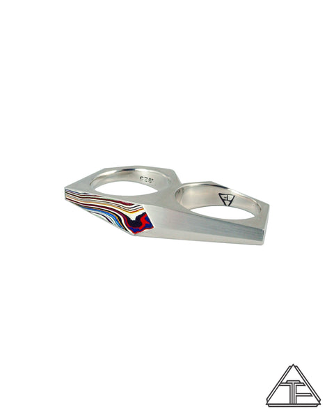 BUDDYLAND® Double Finger Ring: Fordite Inlay