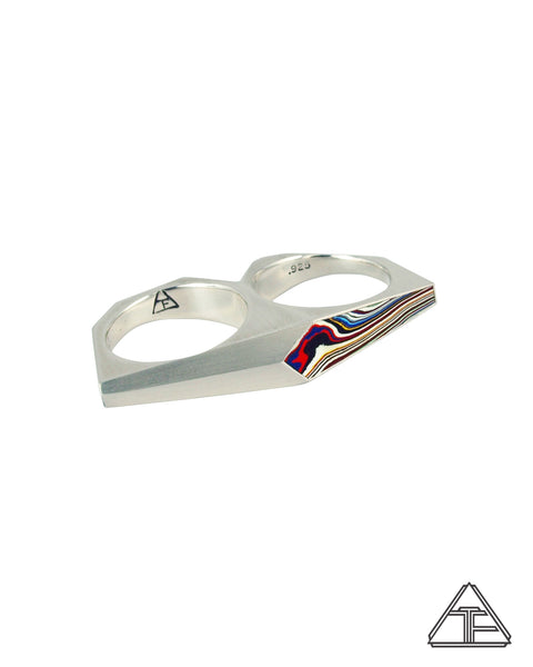 BUDDYLAND® Double Finger Ring: Fordite Inlay