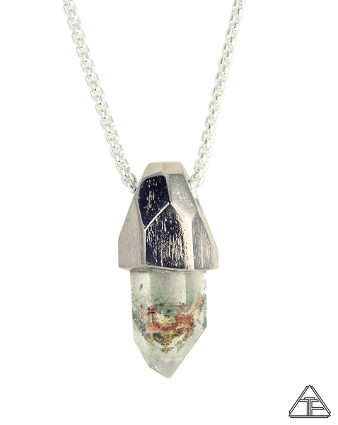 Phantom Quartz With Actinolite Crystal Talisman Pendant