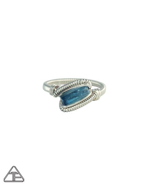 Size 6 - Aquamarine Sterling Silver Wire Wrapped Ring