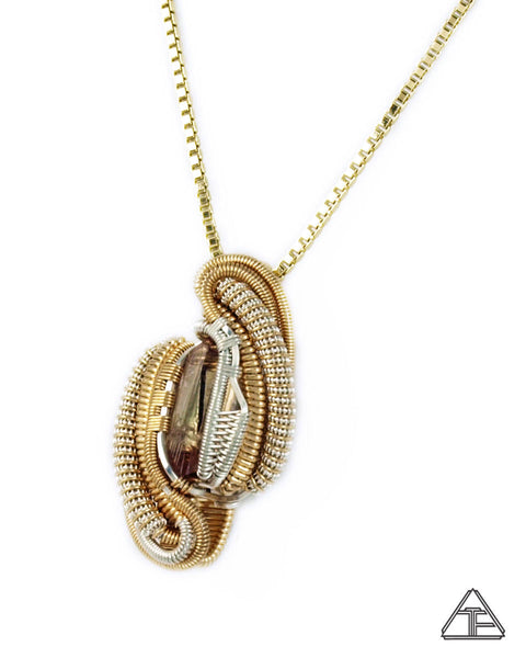 Coronel Murta Tourmaline Sterling Silver and Yellow Gold Wire Wrapped Pendant