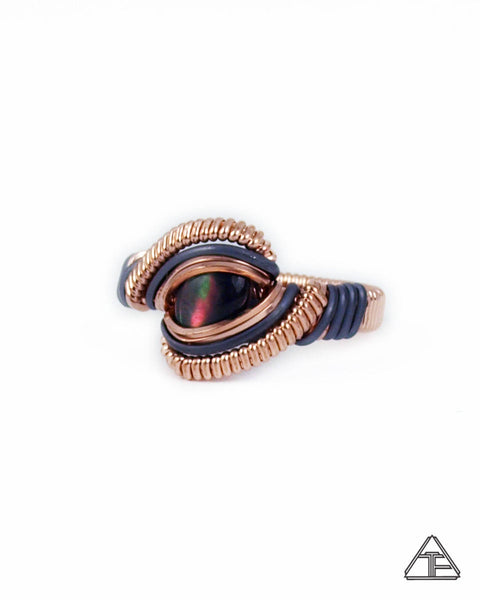 Size 8 - Mother Of Pearl Rose Gold & Silver Wire Wrapped Ring
