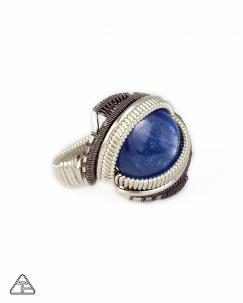 Size 6.5 - Kyanite Sterling Silver and Titanium Wire Wrapped Ring
