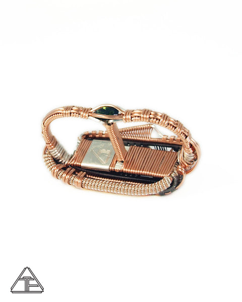 Size 9 and 10 - Tourmaline Titanium + Rose Gold Wire Wrapped Double Ring