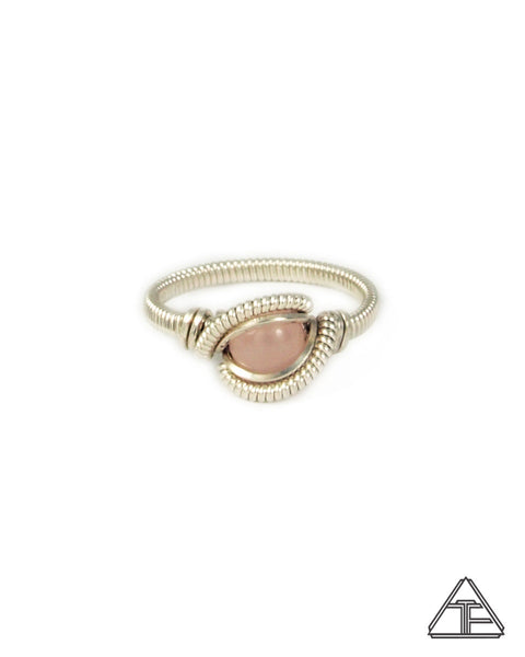 Size 7 - Rose Quartz & Silver Wire Wrapped Ring