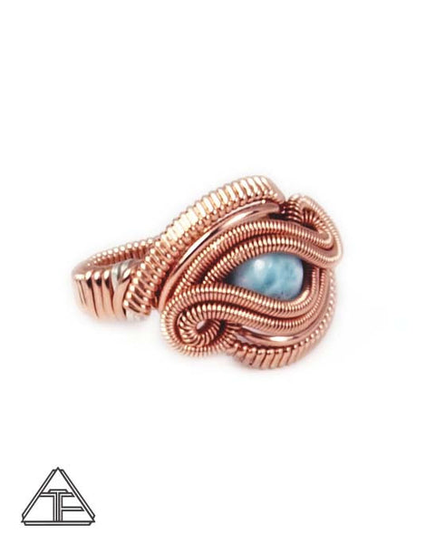 Size 7 - Larimar Rose Gold & Silver Wire Wrapped Ring