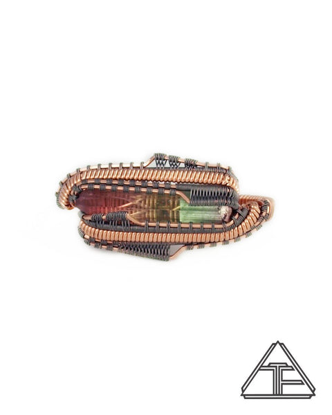 Size 6 and 6.5 - Tourmaline Rose Gold Titanium Wire Wrapped Double Ring