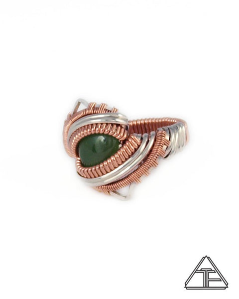 Size 6 - Jade Rose Gold & Silver Wire Wrapped Ring