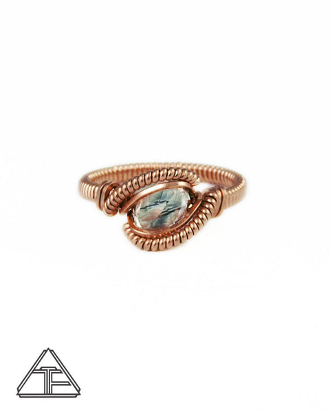 Size 7 - Topaz Rose Gold Wire Wrapped Ring