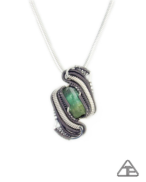 Tourmaline Sterling Silver and Titanium Wire Wrapped Pendant