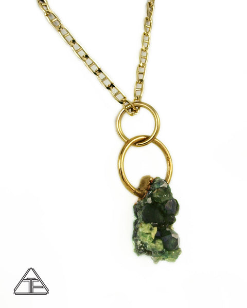 Demantoid Garnet Cluster Yellow Gold Crystal Talisman Pendant