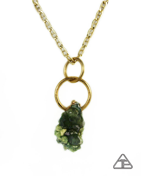 Demantoid Garnet Cluster Yellow Gold Crystal Talisman Pendant