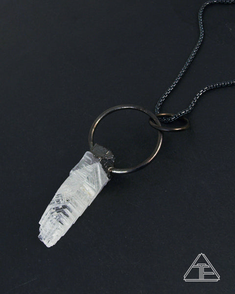 Acid Etched Quartz Crystal Talisman Pendant