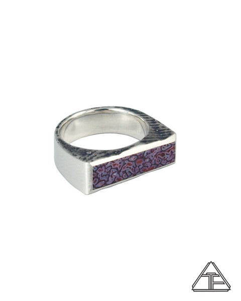 Lattice: Lavender-Rose Dinosaur Bone Inlay Ring