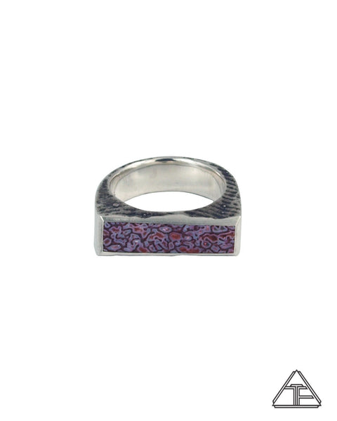 Lattice: Lavender-Rose Dinosaur Bone Inlay Ring