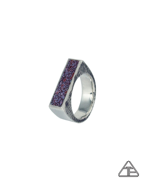 Lattice: Lavender-Rose Dinosaur Bone Inlay Ring