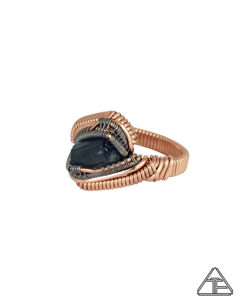 Size 6 - Tourmaline 14K Rose Gold and Titanium Wire Wrapped Ring