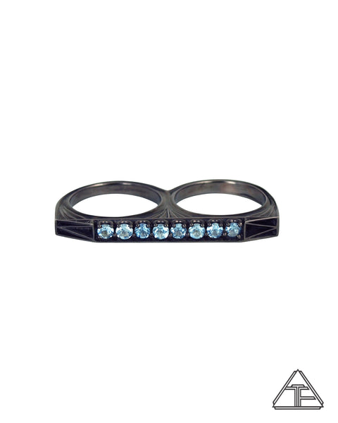 Lux Edition Lamina: Aquamarine Stealth Series Sterling Silver Double Ring