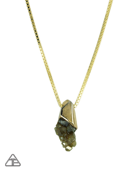 Demantoid Garnet Cluster Yellow Gold Crystal Talisman Pendant