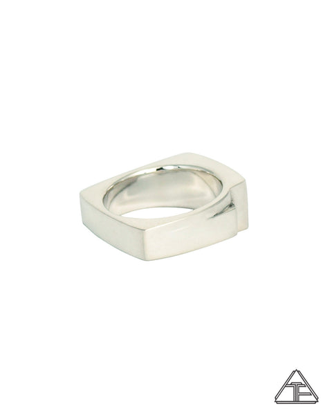 Lux Ring: Sterling Silver Black Diamond Fordite Inlay