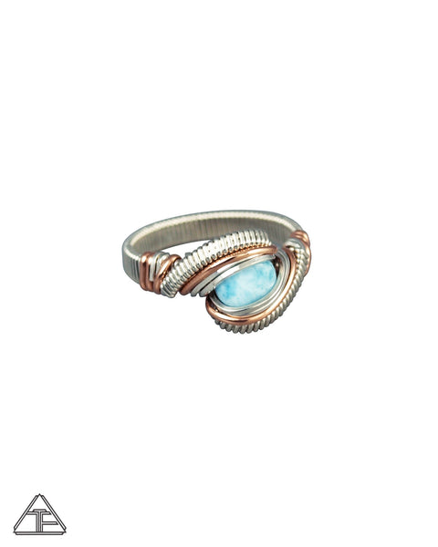 Size 8.5 - Larimar Rose Gold Wire Wrapped Ring