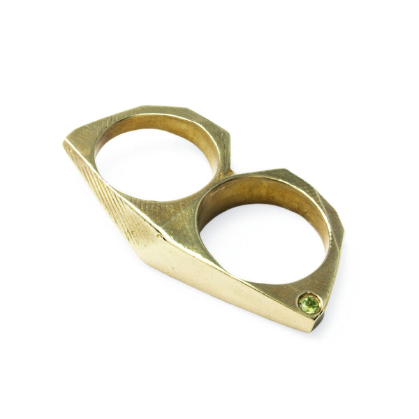 Lattice: Brass Double Ring Peridot